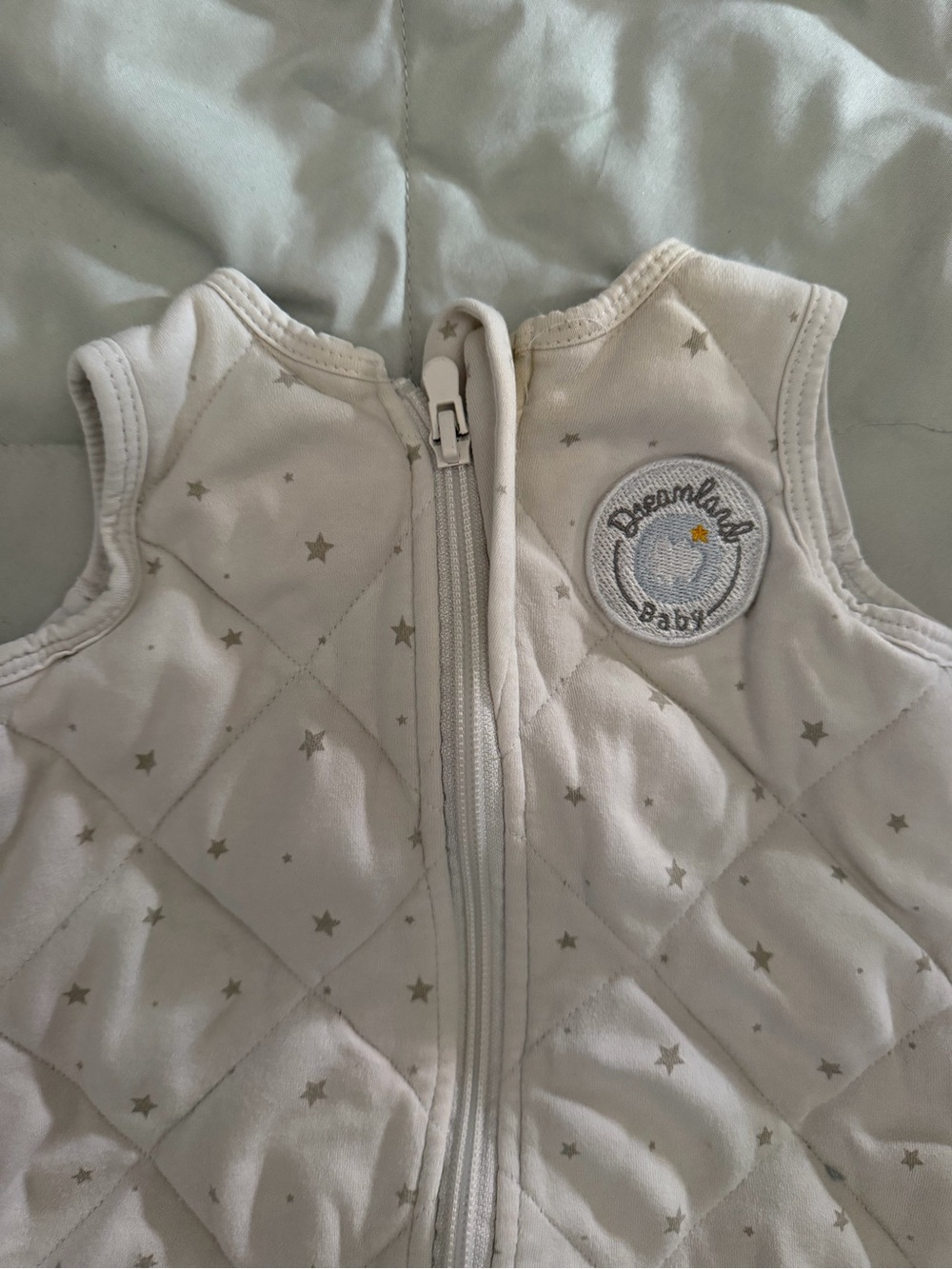 Dreamland Baby Weighted Sleep Sack Small 6-10 lbs White Gray Stars Wearable - Picture 3 of 5